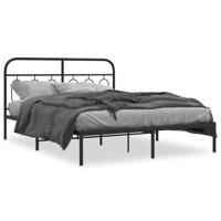 Bedframe met hoofdbord metaal zwart 150x200 cm - thumbnail