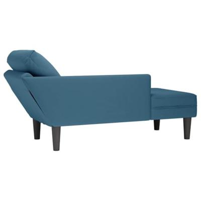 Chaise longue met kussen en rechterarmleuning fluweel blauw