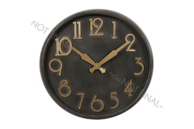 Wandklok metaal zwart/goud dia80,5x10,5 cm.