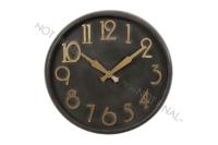 Wandklok metaal zwart/goud dia80,5x10,5 cm. - thumbnail