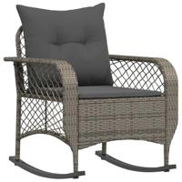 Tuinschommelstoel met kussens poly rattan grijs - thumbnail
