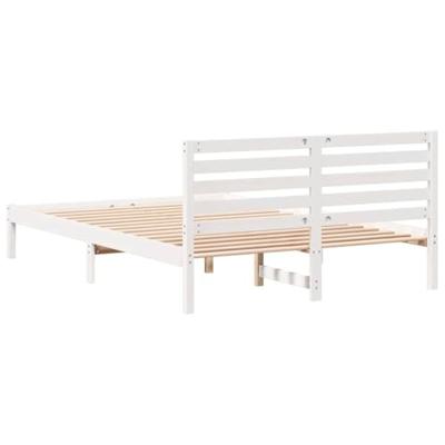 Bedframe met hoofdeinde Wit 140 x 210 cm Massief grenenhout