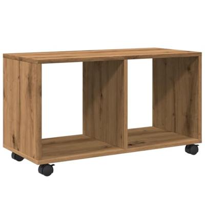 Rolkast 72x33x42,5 cm bewerkt hout artisanaal eikenkleurig