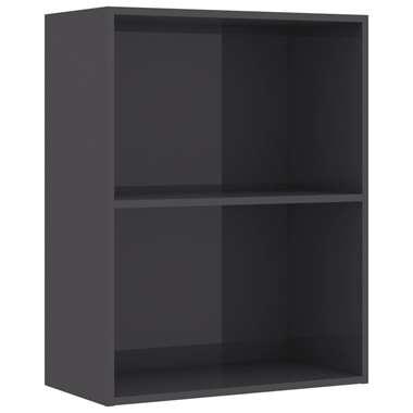 vidaXL Boekenkast 2 schappen 60x30x76,5 cm spaanplaat hoogglans grijs
