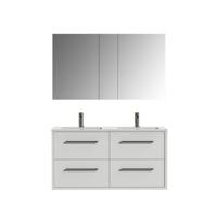 Tiger Boston badmeubel met spiegelkast en witte wastafel 120cm wit - thumbnail