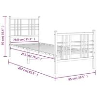 Bedframe met hoofd- en voeteneinde metaal wit 80x200 cm - thumbnail