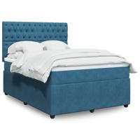Boxspring met matras fluweel donkerblauw 180x200 cm - thumbnail