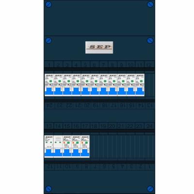 SEP Groepenkast 3 fasen 11 groepen 230V + kookgroep 3 aardlekschakelaar 30mA kookgroep 3910243126