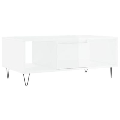 Salontafel 90x50x36,5 cm bewerkt hout hoogglans wit