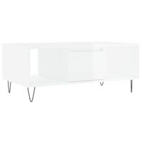 Salontafel 90x50x36,5 cm bewerkt hout hoogglans wit - thumbnail