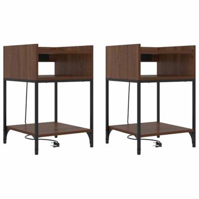 Nachtkastje 2 pcs Bruin Eiken 40 x 40 x 61 cm Bewerkt hout