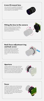 Raspberry Pi® SC0124 RPIZ CAM 6MM WW Groothoeklens Geschikt voor serie: Raspberry Pi®