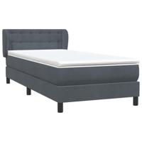Boxspring met matras fluweel donkergrijs 90x220 cm - thumbnail