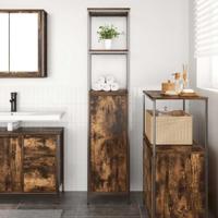 Badkamermeubel met planken 36x35x165 cm gerookt eiken - thumbnail