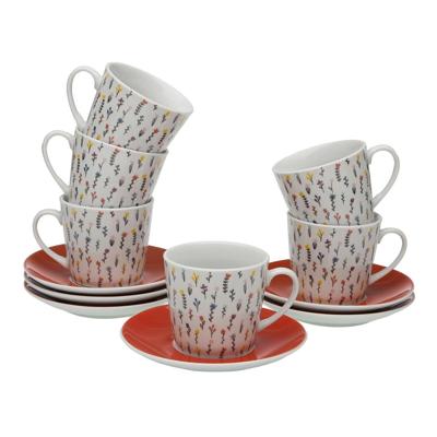 Set van 6 kopjes met schotel Versa Blume Porselein