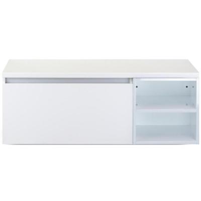 Frozen Badmeubelset 120 cm - Greeplijst in Kleur - Wastafel Regaalkast met Bovenblad Wit Hoogglans