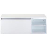 Frozen Badmeubelset 120 cm - Greeplijst in Kleur - Wastafel Regaalkast met Bovenblad Wit Hoogglans - thumbnail