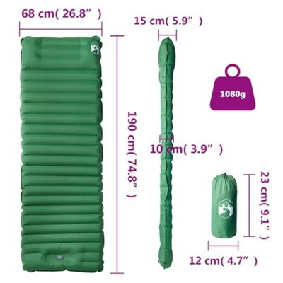 VidaXL Kampeermatras met kussen zelfopblazend 1-persoons groen