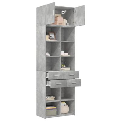 Opbergkast 70x42,5x225 cm bewerkt hout betongrijs - thumbnail