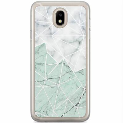 Samsung Galaxy J3 2017 siliconen hoesje - Marmer mint mix Samsung Galaxy J3 2017 siliconen hoesje - Marmer mint mix