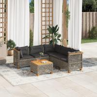 6-delige Loungeset met kussens poly rattan grijs - thumbnail