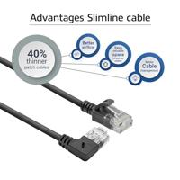 ACT Zwarte 0.25 meter U/UTP CAT6A LSZH slimline patchkabel met RJ45 connectoren. recht naar 90° haa - thumbnail