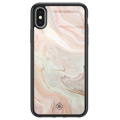 iPhone X/XS glazen hardcase - Marmer waves