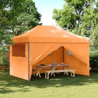 Partytent inklapbaar pop-up met 4 zijwanden oranje - thumbnail