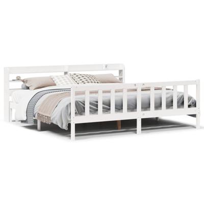 Bedframe zonder matras massief grenenhout wit 200x200 cm