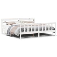 Bedframe zonder matras massief grenenhout wit 200x200 cm - thumbnail