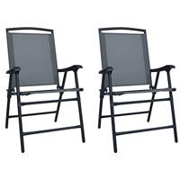 Tuinstoelen inklapbaar 2 st textileen grijs - thumbnail