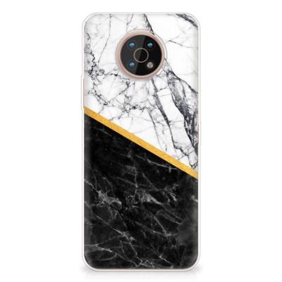 Nokia G50 | TPU | Siliconen hoesje | Marmer Wit Zwart - Origineel Cadeau Man