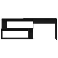 Bureau Zwart Eiken 200 x 50 x 76 cm Bewerkt hout - thumbnail