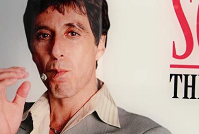 Scarface Glass Poster The World Is Yours (Grey Background) 60 x 30 cm