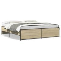 Bedframe bewerkt hout metaal sonoma eikenkleurig 180x200 cm - thumbnail