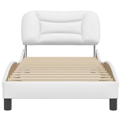 Bedframe met hoofdbord kunstleer wit 90x190 cm