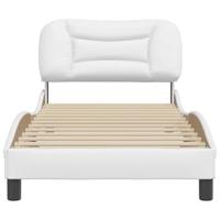 Bedframe met hoofdbord kunstleer wit 90x190 cm - thumbnail