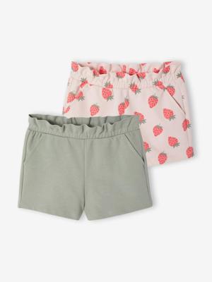 Set van 2 meisjesshorts blauwgroen Set van 2 meisjesshorts blauwgroen