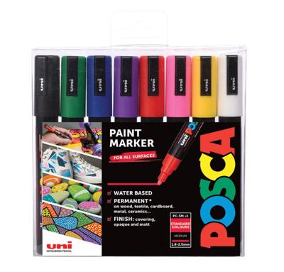 Paintmarker Uni POSCA PC5M medium assorti set à 8 stuks