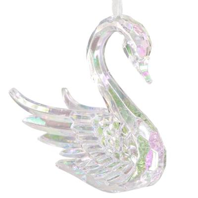 Kersthanger Zwaan iriserend 10cm