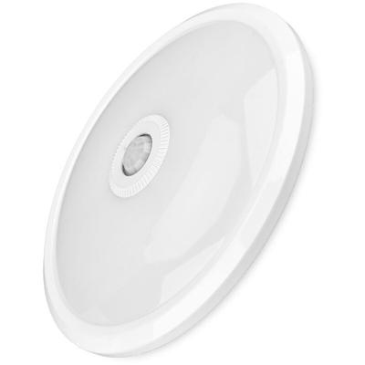 LED Plafondlamp met Sensor + Dag en Nacht Sensor - Brinton Sensin - 15W 1460lm - Warm Wit 3000K - Opbouw - Rond - Wit