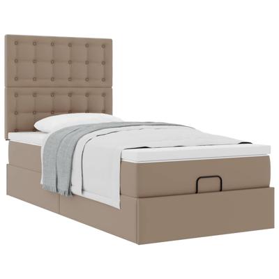Ottomaanse bed met matras 90x190cm kunstleer cappuccinokleurig