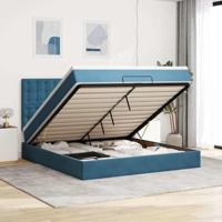 Ottoman bed met matrassen 160x200cm fluweel donkerblauw - thumbnail