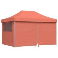 VidaXL Partytent inklapbaar pop-up met 4 zijwanden terracottakleurig - thumbnail