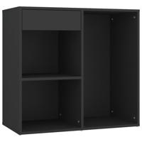 Kaptafel met kastjes LED bewerkt hout zwart - thumbnail