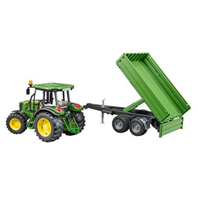 Bruder john deere tractor 5115 m met aanhanger 1:16 - thumbnail