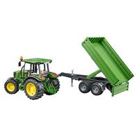 Bruder John Deere tractor met aanhanger - thumbnail