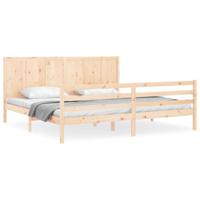 Bedframe met hoofdbord massief hout 200x200 cm - thumbnail