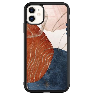 iPhone 11 glazen hardcase - Abstract terracotta