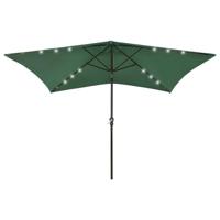 VidaXL Parasol met led's en stalen paal 2x3 m groen - thumbnail